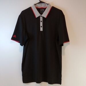 Adidas Climacool 1/4 Button Collared Golf Polo Shirt Men's Sz L Black EUC NICE!